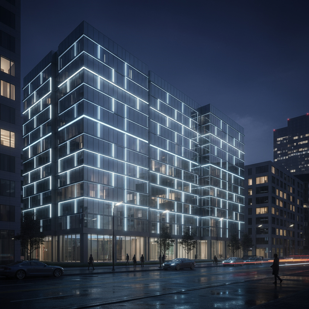 Fassadenbeleuchtung mit linearem LED-Licht